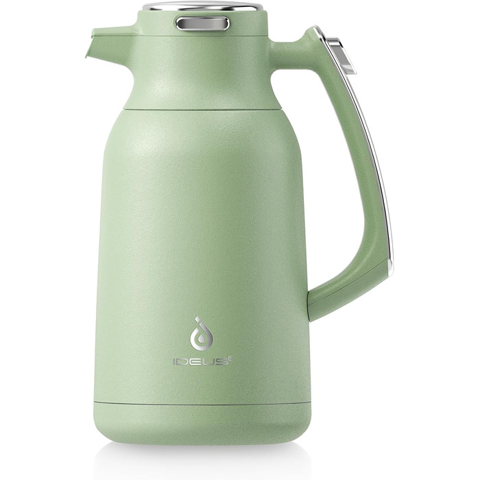 Термос IDEUS Thermoskanne 2л, нержавіюча сталь, подвійні стінки, вакуумна ізоляція, кавоварка-термос для кави та чаю, BPA-free, колір Celadon (авокадо)