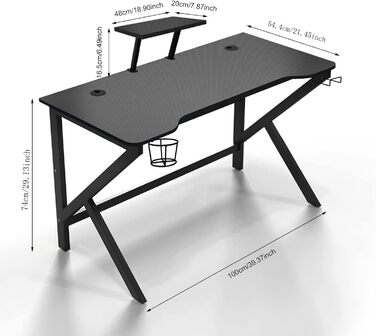 Ігровий стіл HaodaCulture 160x135 см з підставкою для монітора, 2 розетки та 2 USB, кутовий, для ПК, 100x55 см
