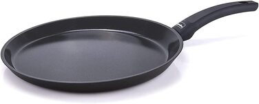 Сковорода Бернде з плоским краєм для млинців і більше 28 см, Індукційна, алюмінієва, чорного кольору, 011289, з антипригарним покриттям