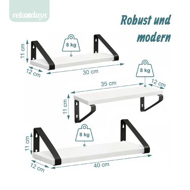 Набір полиць для стін Relaxdays (3 розміри)