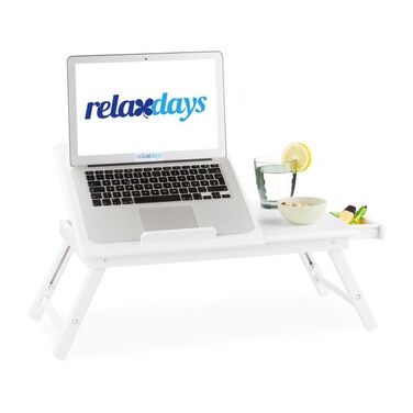 Relaxdays Бамбуковий столик для ноутбука білий