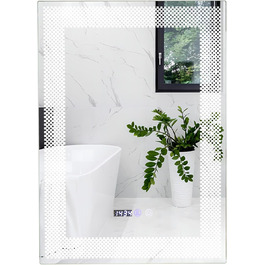 Дзеркало GOPLUS з підсвічуванням для ванної кімнати та вітальні, 3 кольори світла, антизапітніння, годинник, температура, функція пам'яті, модель 4