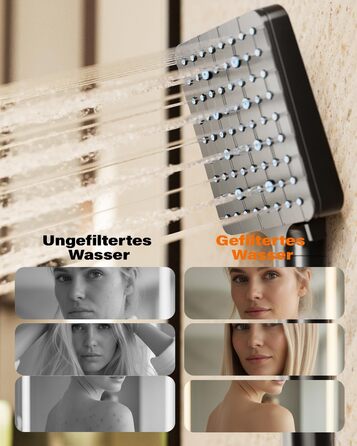 Фільтр для душу Cobbe з шлангом, високонапірна ручна лійка з 20-ступеневою фільтрацією, економна лійка з 6 режимами розпилення, дощова лійка для жорсткої води (чорний матовий)