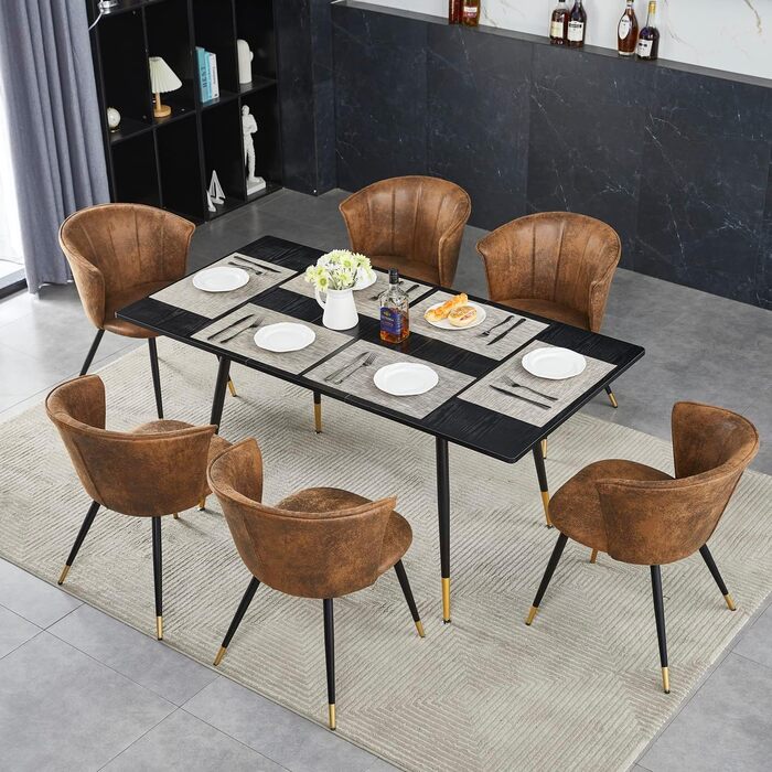 Стол обідній розкладний Cosy Meuble, 120-160x80x75 см, Чорний + Золотий, для кухні та їдальні