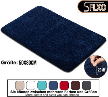Килимок для ванної SFLXO 80 см x 50 см нековзний килимок для ванної можна прати в пральній машині протиковзкий килимок для ванної М'які водопоглинаючі Килимки для ванної пухнастий килимок з мікрофібри для ванної багаторазовий (темно-синій, 50 х 80 см)