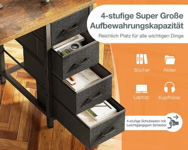 Компактний письмовий стіл Coleshome з 4 висувними ящиками, 100x40 см, з полицями, для офісу, кабінету, спальні, коричневий