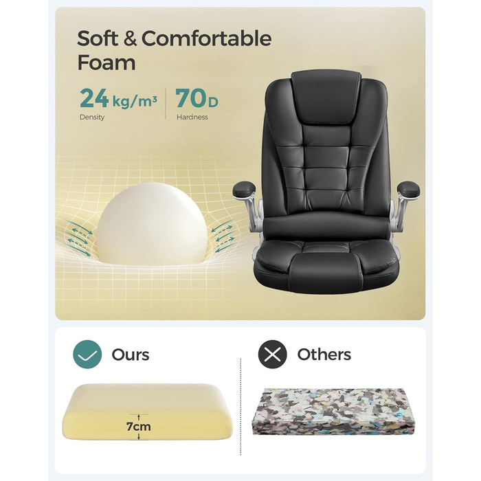 Офісний стілець SONGMICS Ergonomischer Bürostuhl, регульований, чорний, OBG21B, 52 x 53 x 122 см