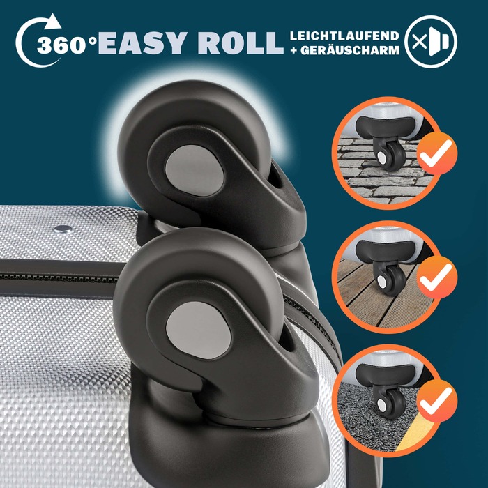 Валіза для подорожей Hard Shell XL Wheels 360º 90L Silver ABS