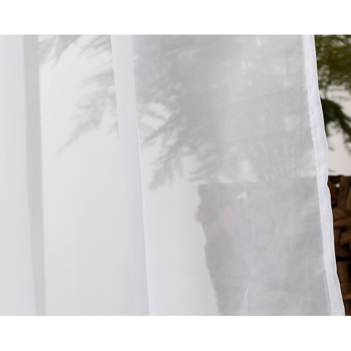 Прозора фіранка laneetal з хвилястою стрічкою, 2 шт. , Віконна шаль з кремовою вуалі, Віконна штора для спальні, дитячої, кухні, декоративна шаль (Біла, 140x175 см)