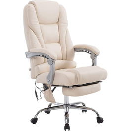Офісне крісло CLP зі штучної шкіри Pacific I функція масажу I регульована по висоті підставка для ніг, Колір (кремовий)