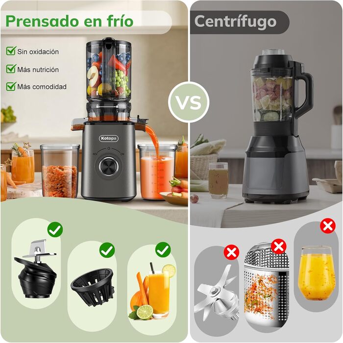 Електричний соковитискач для овочів та фруктів, Slow Juicer, сірий (120 мм, 600 мл)