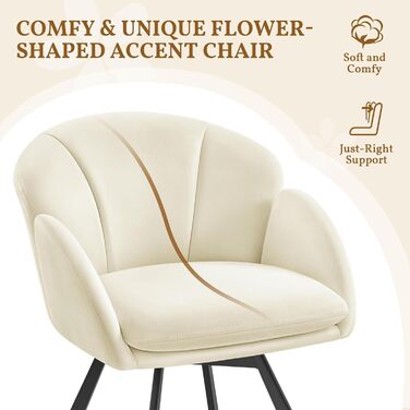 Офісний стілець Yaheetech 360° обертовий, оксамитовий, з подвійним сидінням, бежевий - для офісу, спальні, вітальні