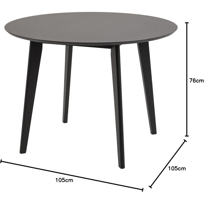 Стіл обідній Roxanne Runder від AC Design Furniture, діаметр 105 см, висота 76 см, чорний, для 4 осіб. Сучасний стиль ретро для їдальні