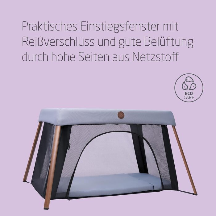 Дитяче ліжко-манеж Maxi-Cosi Iris2 2-в-1, 0-3 роки, до 15 кг, сірий, компактне, легке, з розширеною матрацом