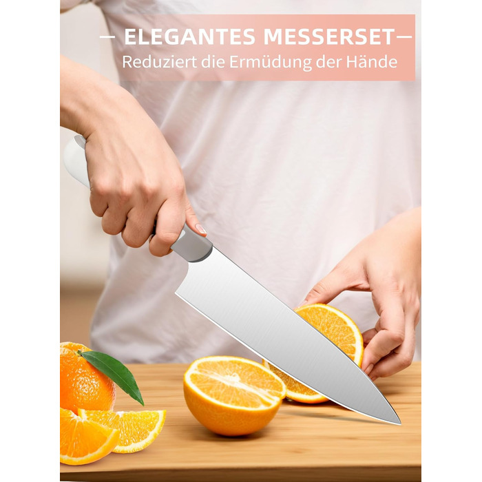 Набір кухонних ножів 14 предметів з бруском: кухонний набір, ніж для приготування їжі, подарунок для мами, білий