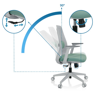 Офісне крісло PARFERIO W з тканини м'ятно-зеленого кольору hjh OFFICE