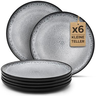 Набір посуду Twinzee з кераміки (керамічний), 24 предмети на 6 осіб, колекція Riviera (Perla), маленькі тарілки, придатний для мікрохвильової печі