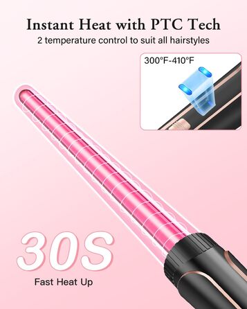 BESTOPE PRO Локкенстаб: Набір для завивки волосся 5-в-1 з 3 насадками, регулюванням температури, швидким нагрівом та рукавичкою. Рожеве золото (Чорний)