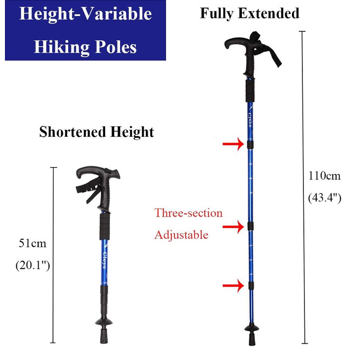 Туристичні палиці Телескопічні трекінгові палиці Регульовані палиці для ходьби Легкі туристичні палиці Портативна палиця для ходьби Трекінгові палиці з ременем на зап'ясті для чоловіків Жінки Старший трекінг, 3 секції регульовані фіолетові