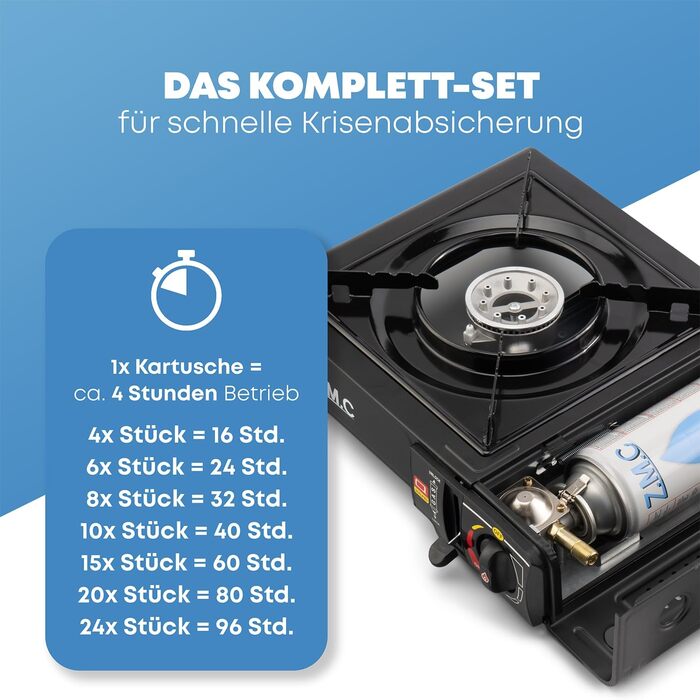 Z.M.C. газовий набір для кемпінгу: 1-ти ремінь, адаптер для LPG, кейс, картриджі 227г, гриль-плита, п'єзозапалювання. Для відпочинку на природі та в приміщенні