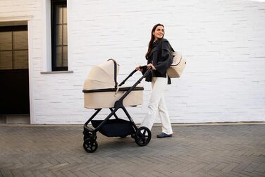 Дитяча коляска MoMi GISELLE 2 в 1 комбінована, сіра, з функцією візка, 5-точкова система безпеки, від народження до 22 кг, з корзиною для покупок, матрацом, дощовиком та пеленатором