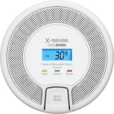 Датчик CO X-Sense з цифровим дисплеєм, детектор чадного газу, точний сенсор, термін служби 10 років, змінна батарея, сертифікат EN 50291, CO03D (1 шт.)