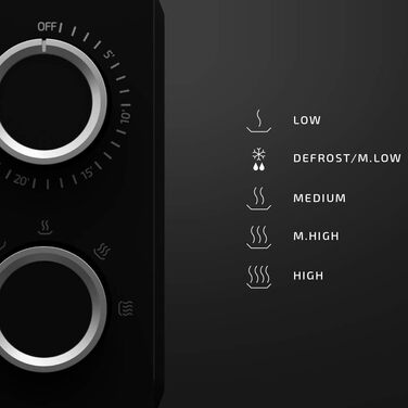 Мікрохвильова піч Cecotec ProClean 3030 20 л, 700 Вт, покриття Ready2Clean, 6 рівнів потужності, таймер 30 хв, розморожування, чорний колір