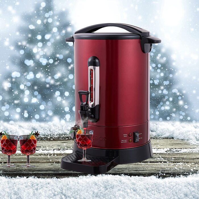 Електричний глінтвейнер Arebos 950 Вт | Дозатор гарячих напоїв, 6,8 л | З піддоном, краном, термостатом та захистом від перегріву | Регулювання температури 30-110°C