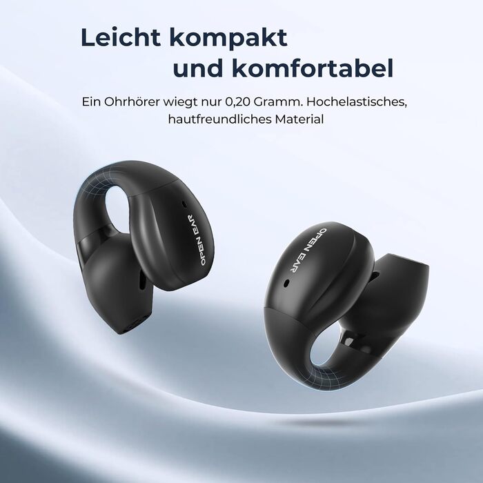 Навушники Relxhome Open Ear Bluetooth 5.4, HiFi стерео, 4 мікрофони, шумозаглушення, LED-дисплей, Sliver