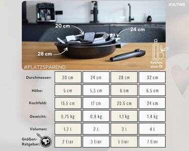 DIVORY Сковорода-гриль 28x28 см з виливом та знімним ручками - для стейків, індукційна, з антипригарним покриттям, з щипцями та захистом для сковороди (Чорний, 28 см)