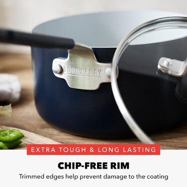 Набір сковорідок GreenPan x Bobby Flay: 20.3 см та 25.4 см, антипригарне покриття, без PFAS, діамантова кераміка, для індукційних плит, з силіконовим ручкою, легко миються, сумісний з посудомийною машиною, 2 шт.