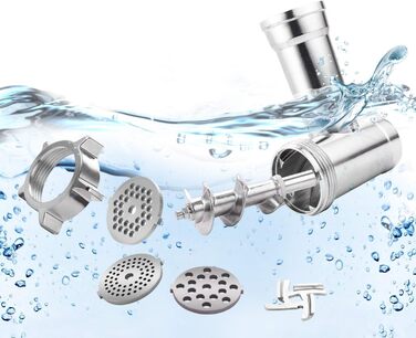 Електрична м'ясоподрібнювач з нержавіючої сталі, 2000W, з набором дисків та насадок для ковбас, чорний