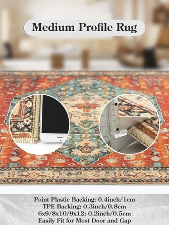 Килим KIMODE Boho, 90x150см, можна прати, короткий ворс, м'який, не ковзає, штучна вовна, східний, червоний