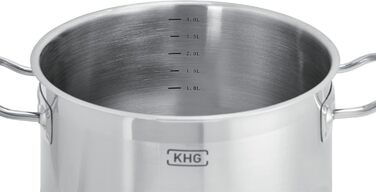 Каструля KHG 14 см з нержавіючої сталі, індукційне дно, 1.5 л, без покриття, для всіх плит (комплект)