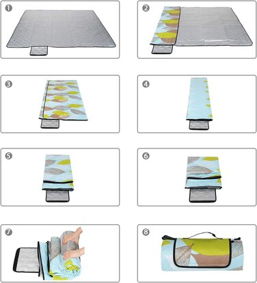 Ковдра для пікніка Sekey 200 x 200 см водонепроникна, кемпінгова ковдра для пікніка з портативною ручкою, ковдра для пікніка, яку можна прати для пікніка на відкритому повітрі