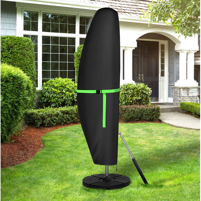 Чохол для парасольки GEMITTO, захисна оболонка для парасольки з ніжкою, водовідштовхувальний, 280x30x81/46см, для парасоль-маркетів (2-4м), 420D, захист від сонця та вітру