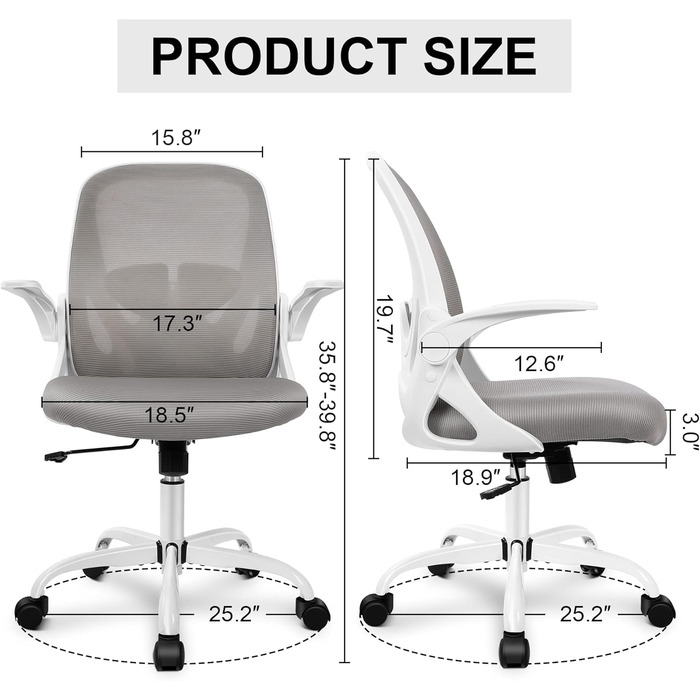 Офісний стіл, ергономічне крісло з регульованою підтримкою попереку та висотою, поворотне, дихаюче, з підйомними підлокітниками