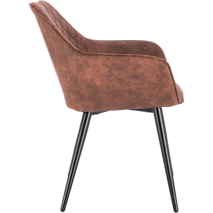 Стільці для їдальні WOLTU, комплект з 1 шт., для кухні, вітальні, м'які з підлокітниками, металеві ніжки, тканинний, коричневий