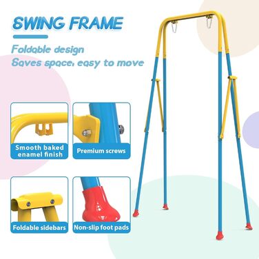 Дитяча гойдалка-шезлонґ 3-в-1 для дому та вулиці з металевим каркасом, для дітей від 6 місяців до 10 років (Жовта)