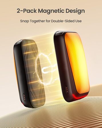 Електричні грілки для рук Gaiatop 2 шт. з магнітом, 4000mAh, USB, багаторазові, швидкий нагрів за 3 секунди, 3 режими, компактні, ідеальні для подарунків чоловікам та жінкам, чорні