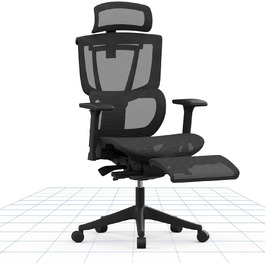 Крісло офісне FLEXISPOT ErgoX з регульованою поперековою підтримкою, 4D підлокітниками та 2D підголівником, дихаючий матеріал, висота регулюється, вантажопідйомність до 130 кг