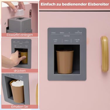 Дерев'яна дитяча кухня COSTWAY з підсвічуванням та звуком, кутова кухня з дошками, мікрохвильовою піччю, раковиною, духовкою та місцем для зберігання, з аксесуарами, іграшкова кухня для дітей від 3 років (білий/рожевий)