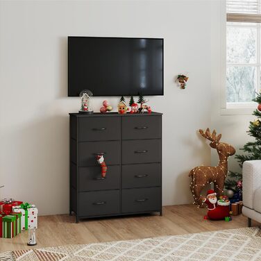 Тканинна комода з шухлядами Somdot - комод для спальні, вітальні, прихожої, 8 шухляд, білий (30T x 80B x 93H см)