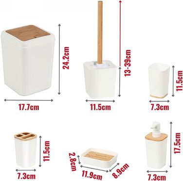Набір для ванної кімнати Herzberg HG04449, 6 предметів з бамбука, сучасний дизайн, екологічний, салатовий колір
