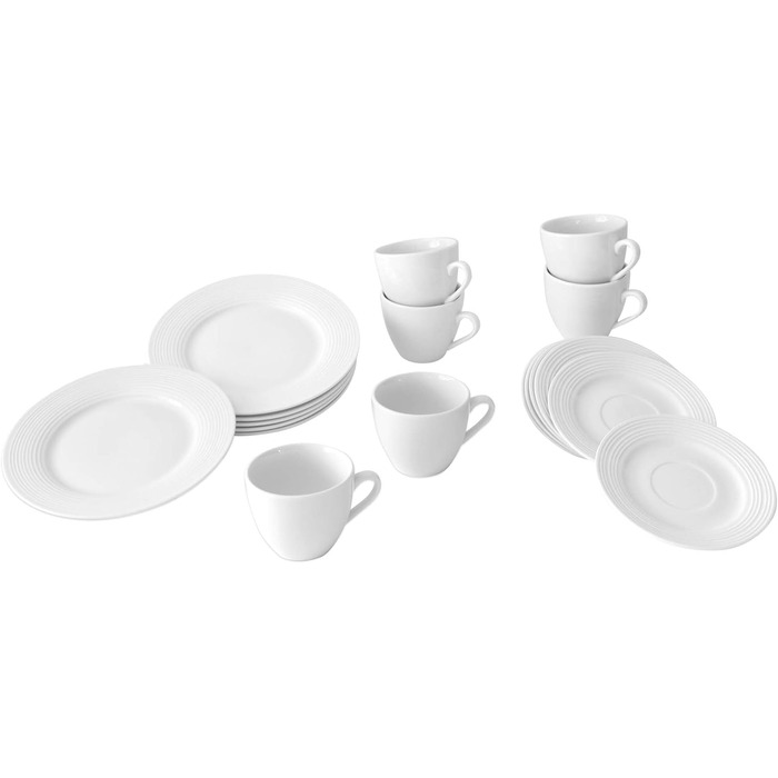 Порцеляновий кавовий сервіс білий 18-ти частинний, набір посуду для 6 осіб