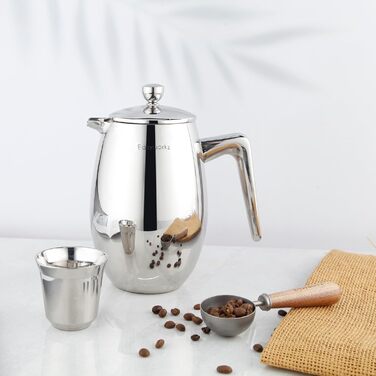 French Press Easyworkz Nando: термо-кавоварка з нержавіючої сталі, 1000 мл, подвійні стінки