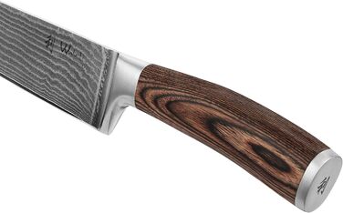 Набір кухонних ножів Wakoli EDIB 3 шт. з дамаської сталі (серцевина VG10) у дерев'яній подарунковій коробці – гострі та ергономічні – набір дамаських ножів з ручками з паккавуда