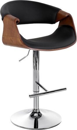 Барний стілець CLP Foley з штучної шкіри, з підлокітниками та спинкою, регульована висота, чорний колір