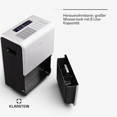Електричний осушувач повітря Klarstein DryFy Connect 60L з Wi-Fi, 60л/24г, таймер, для приміщень 45-65м²
