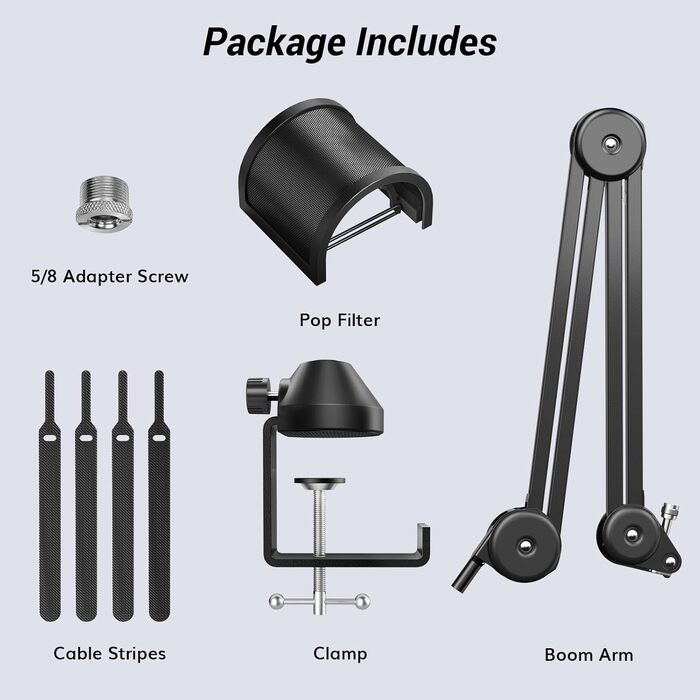 Мікрофонний стійка-тримач TONOR з поп-фільтром та кріпленням 3/8